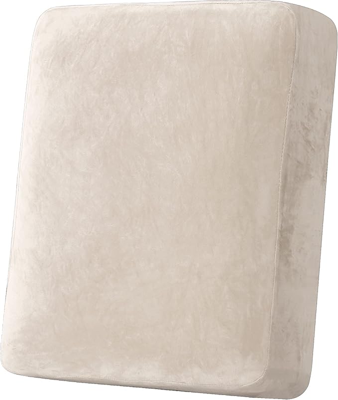H.VERSAILTEX Velvet Stretch Couch Cushion Cover Plush Cushion Slipcover for Chair Cushion Furniture Protector Seat Cushion Sofa Cover (1 Piece Armchair Cushion Covers, Ivory)-CasaMuseHome