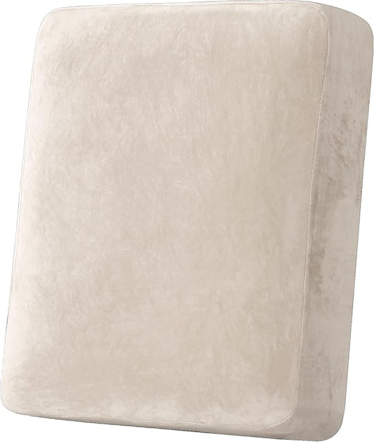 H.VERSAILTEX Velvet Stretch Couch Cushion Cover Plush Cushion Slipcover for Chair Cushion Furniture Protector Seat Cushion Sofa Cover (1 Piece Armchair Cushion Covers, Ivory)-CasaMuseHome