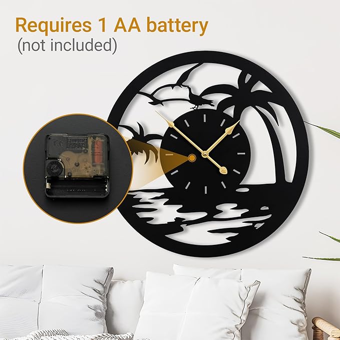 24inches/60cm Large Wall Clocks Battery Powered No Ticking Silent Round Black Modern Unique Metal Wall Clocks Suitable Living Room Kitchen Bedroom Fireplace Office Farmhouse。-CasaMuseHome