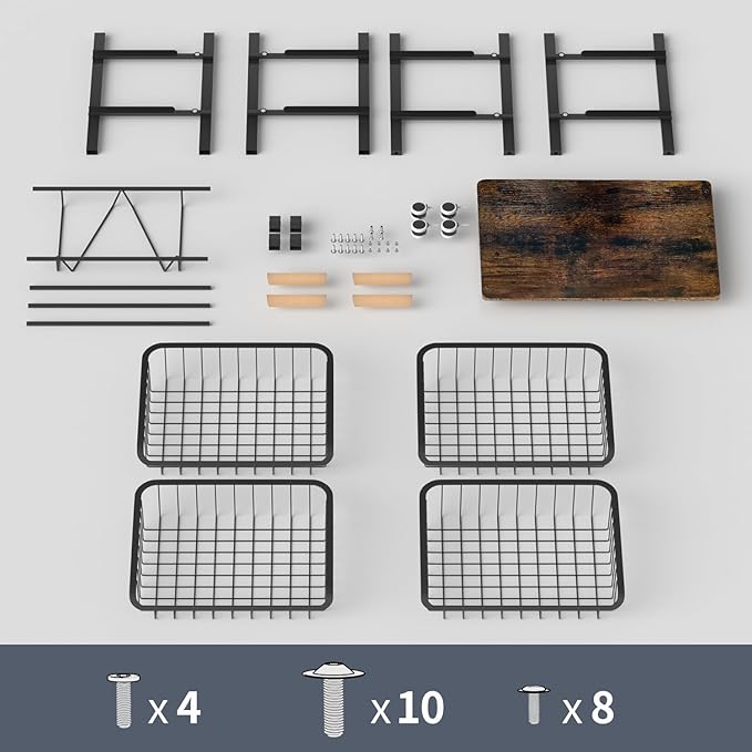 5-Layer Fruit Basket Kitchen Food Organizer and Rack, Stackable Storage Cart with Desktop, Pull-Out Hollow Metal Basket, Wheeled Sorting Rack Spice Rack, Black-CasaMuseHome