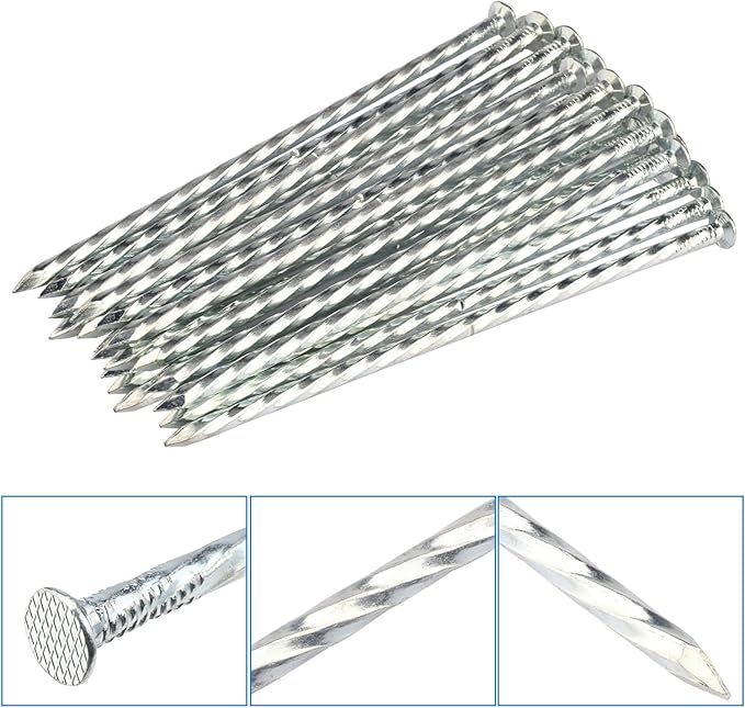 60 PCS 8 Inch Spiral Metal Galvanized Landscape Spikes, Galvanized Non-Rust Metal Garden Stakes, Garden Nails for Artificial Turf, Weed Barrier, Tent, Carpentry and More, by GENHAKON.-CasaMuseHome