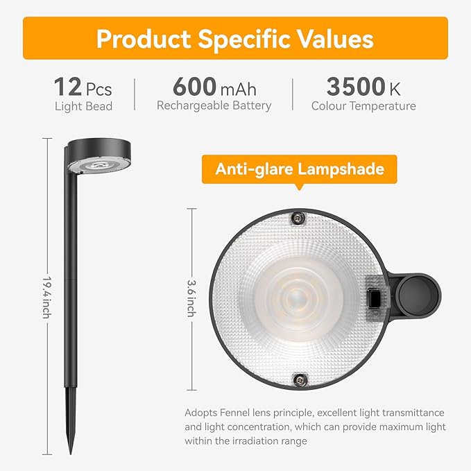 8 Pack Solar Pathway Lights Outdoor, 12 Brighter LED Solar Lights Outdoor Waterproof, Up to 12 Hrs Modern Path Light for Yard Garden Walkway Driveway Lawn, Cool White-CasaMuseHome