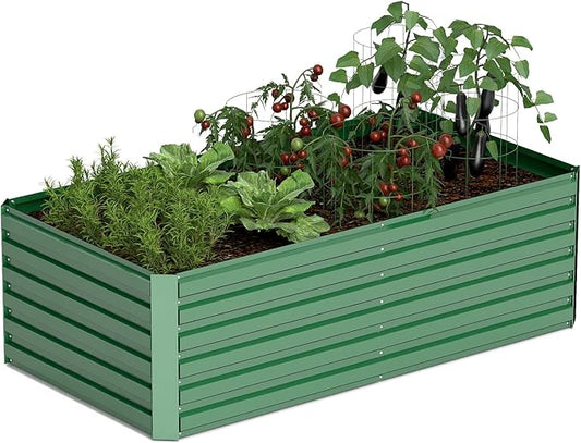 8x4x2 ft Raised Garden Bed, Large Metal Planter Raised Beds, Planters for Outdoor Plants for Vegetables, Flowers, Herbs, Fruits, and Succulents.-CasaMuseHome