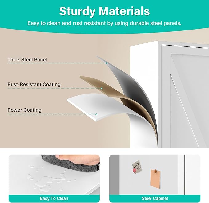 75" Tall Pantry Cabinet,Farmhouse Kitchen Pantry Storage Cabinets with 2 Doors and 5 Shelves,White Metal Storage Cabinet,Large Cupboard for Home,Kitchen,Dining/Living Room-CasaMuseHome