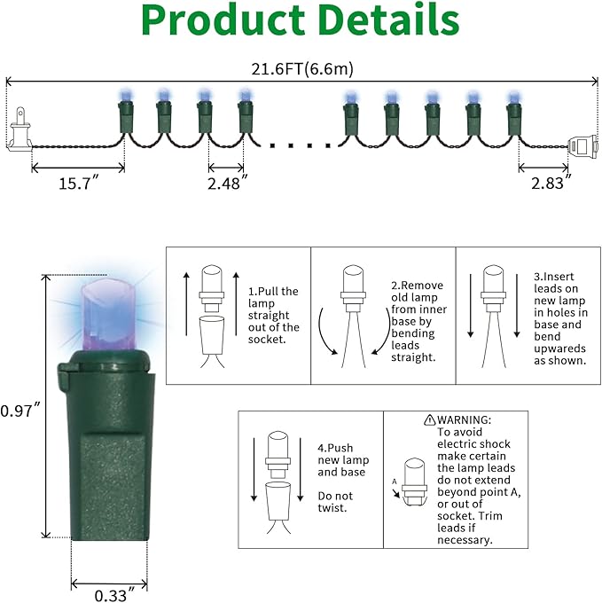 100 Count Blue - String Lights - 21.6FT LED Christmas Lights, Mini led Lights for Indoor Outdoor Home Holiday Party Wedding Independence Day Decoration-CasaMuseHome