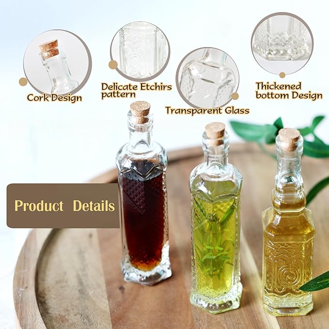 24 pcs Small Mini Clear Vintage Glass Bottles with Corks, Small Bud Vases, Decorative, Potion Bottles, 1.6oz for Party Wedding DIY Decoration/ Sand Art Bottles/Spell Jars/Message In a Bottle Kit-CasaMuseHome