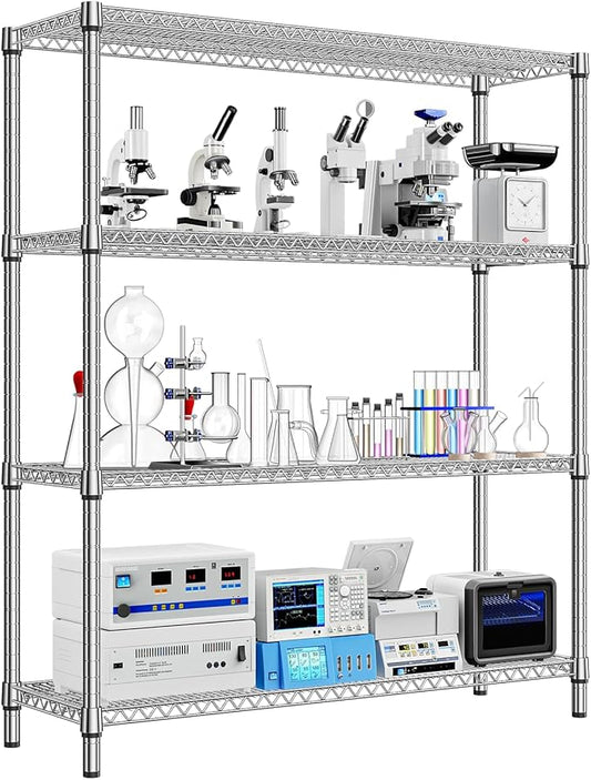 1760 LBs 4 Tier Storage Rack Metal Wire Shelving Unit, Storage Standing Shelf Organizer for Laundry Bathroom Kitchen Pantry Garage Utility Room, Chrome 17.7" D x 59.1" W x 70.4" H-CasaMuseHome