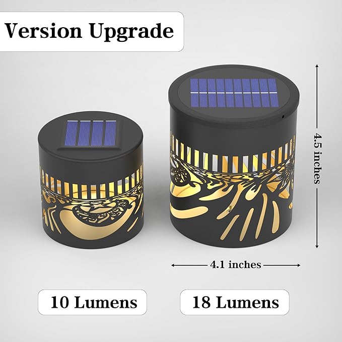 4 Pack Large Solar Fence Lights Metal Solar Powered Outdoor Wall Deck Step Lights Tree Theme Waterproof Fence Light for Garden Post Patio Backyard Yard Decor, Gardening Gifts for Women Mom Grandma-CasaMuseHome