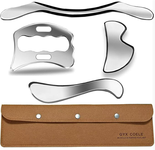 4 in 1 Muscle Scraper Tool Set, IASTM Physical Therapy Massage Tools with Storage Case, Gua Sha Massage Scraper Scraping Tool Physical Therapy (4PCS Set)-CasaMuseHome