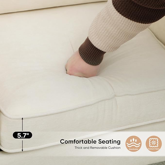 Accent Chair for Living Room, Mid Century Modern Reading Chair for Bedroom, Upholstered Armchair with Side Pockets, Comfy Single Sofa Side Chair for Office, Apartment, Small Room, Beige-CasaMuseHome