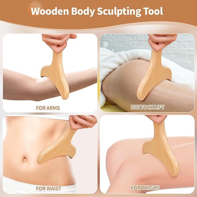 5 in 1 Wood Therapy Massage Tools Lymphatic Drainage Massager Maderoterapia Kit Wooden Massager Body Sculpting Tools for Muscle Pain Relief, Anti-Cellulite, Body Contouring and Shaping-CasaMuseHome