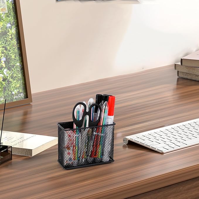 4.5'' × 2.2'' × 3.5'' Magnetic Basket for Whiteboard Black Magnetic Basket for Fridge Magnetic Organizer Holder with 4 Strong Magnets Magnetic Holder for Refrigerator Locker, Set of 2-CasaMuseHome