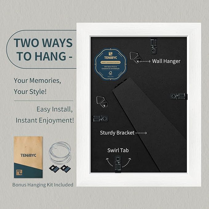 5x7 Picture Frame 3 Pack - White Woodgrain, Solid Wood & HD Tempered Glass, Table Display or Wall Hanging-CasaMuseHome