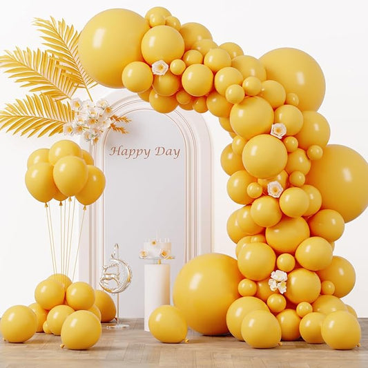 130pcs Mustard Yellow Balloons Different Sizes 18" 12" 10" 5" Lemon Yellow Latex Balloon Garland Arch Kit for Birthday Baby Shower Graduation Wedding Gender Reveal Party Decorations-CasaMuseHome