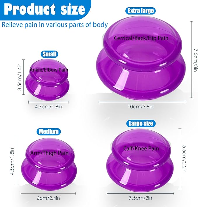 15Pcs Cupping Therapy Set-Professional Silicone Cupping, Suitable for Facial Body Massage/Deep Myofascial Release/Pain Relief/Muscle Relaxation & More (Purple,15pcs)-CasaMuseHome
