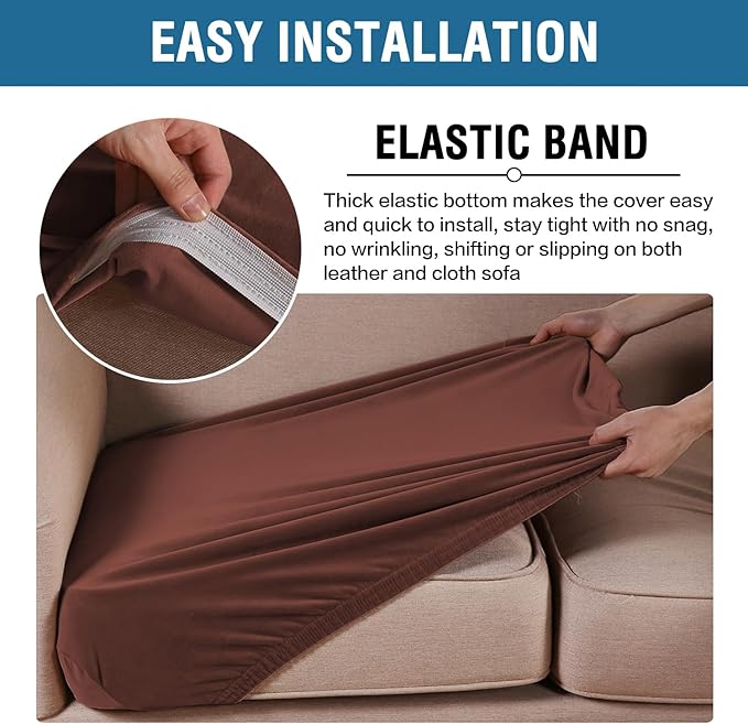 H.VERSAILTEX Velvet Stretch Couch Cushion Cover Plush Cushion Slipcover for Chair Cushion Furniture Protector Seat Cushion Sofa Cover (1 Piece Armchair Cushion Covers, Burnt Brick)-CasaMuseHome