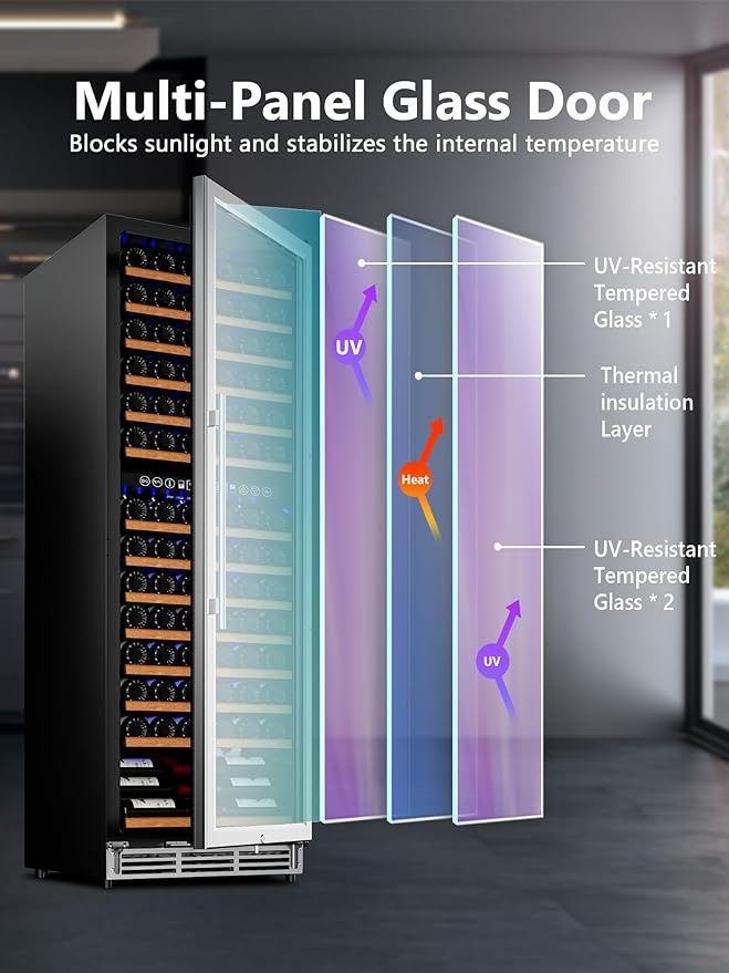 154 Bottle Wine Refrigerator, 24 Inch Wine Fridge Dual Zone with Adjustable Shelf, Wine Cooler with Double Pane Glass Door, Advanced Temp Control, Low Noise, Wide Large Wine Cooler Refrigerator-CasaMuseHome