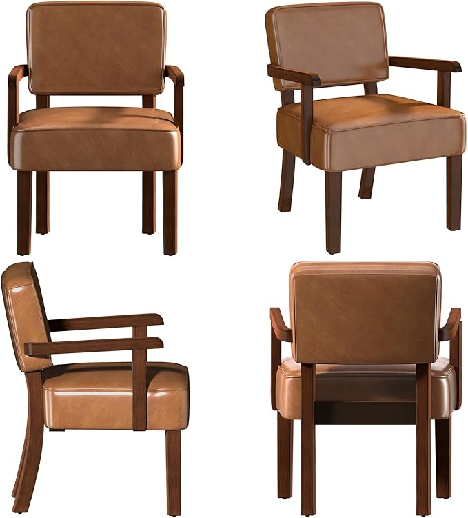 Accent Chair, PU Leather Living Room Chairs Oversize with Soft Seat and Armrests for Living Room Dinning Room Bedroom Reading Room Waiting Room-CasaMuseHome