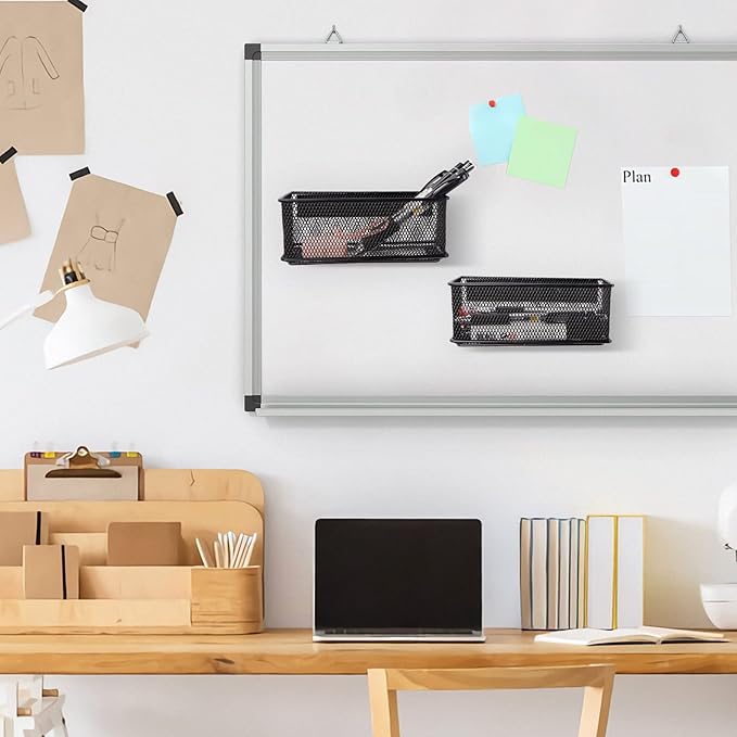 6.29'' × 2.28'' × 2.48 Black Magnetic Basket for Refrigerator Magnetic Locker Organizer for Home Office Accessories, Magnetic Basket for Whiteboard-CasaMuseHome