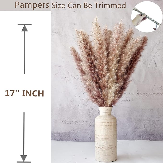 110 PCS Dried Pampas Grass Bouquet, Boho Table Decor, Bunny Tails Dried Flowers, Brown Pompas, White Pampas Grass for Wedding, Home, Rustic Party, Baby Shower Decorations-CasaMuseHome