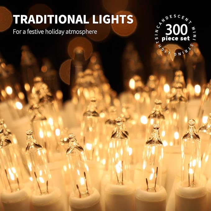 300LIGHTS(2*150L) Warm White Extra-Bright with End Connectors Christmas Decorative Lights 19.44m UL Certified Mini String Light Set Waterproof for Home Garden Holiday Tree Party Patio Wedding-CasaMuseHome