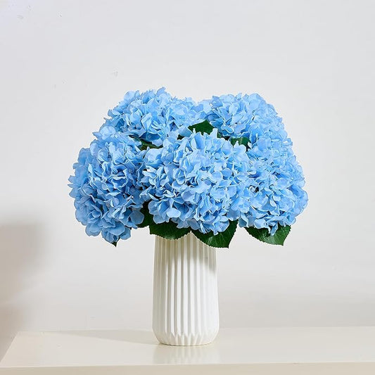 8Pcs Blue Fake Flowers Silk Hydrangea Artificial Flowers Bouquets Faux Hydrangea Stems for Home Table Centerpieces Wedding Party Decoration-CasaMuseHome