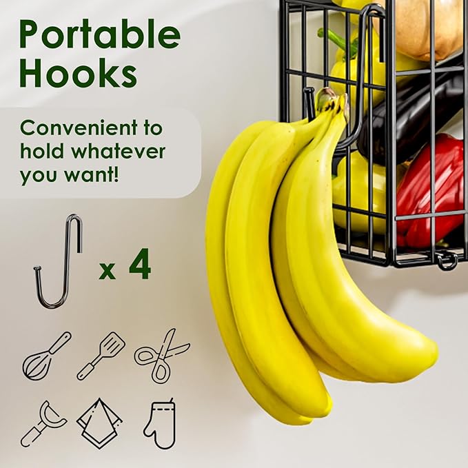 2 Set Magnetic Shelf for Fridge, Potato & Onion Storage Bins, Magnetic Fruit Basket for Refrigerator Pantry Kitchen Counter Laundry, Magnetic Fridge Organizer Spice Snacks Magnet Fridge Shelf-CasaMuseHome