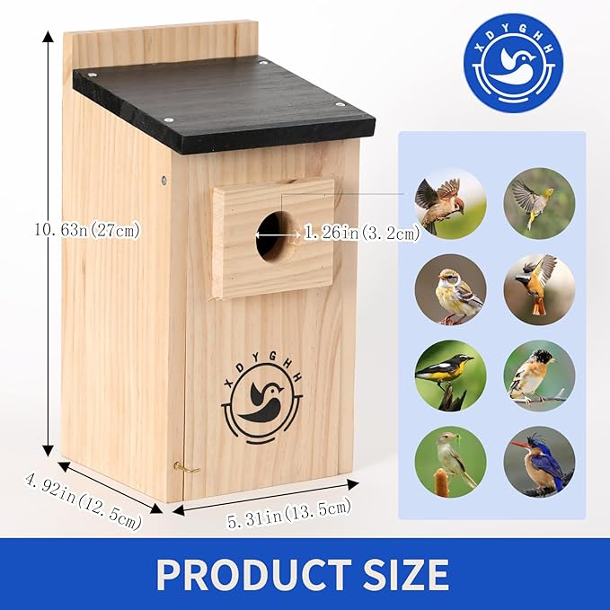 2 Pack Bird Houses for Outside,Bird House kit,Hummingbird House,Blue Bird House Outdoor Wren Swallow Finch-CasaMuseHome