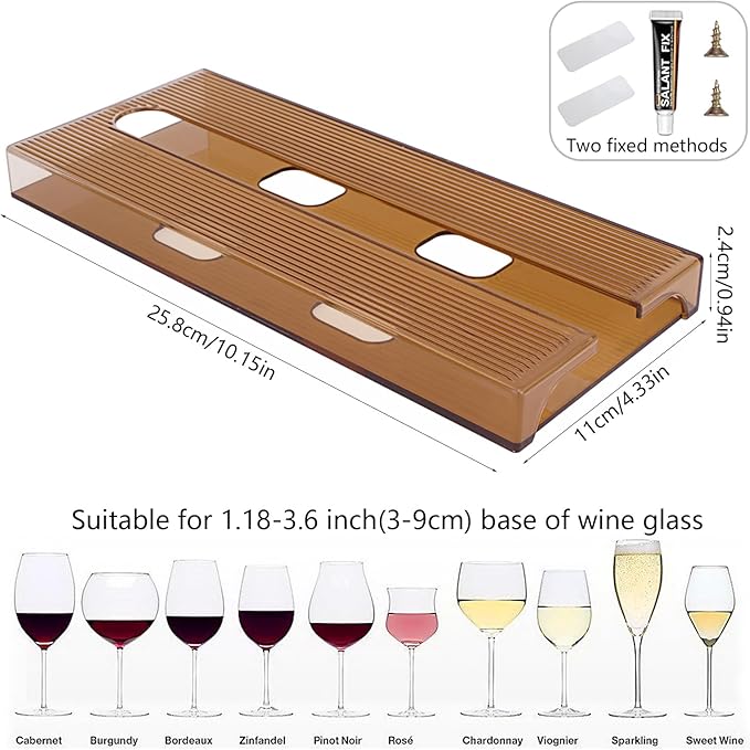 2 Pcs Wine Glass Holder,Stemware Rack Punch-free Hanging Under Cabinet for Bar,Kitchen and Restaurant (Brown)-CasaMuseHome