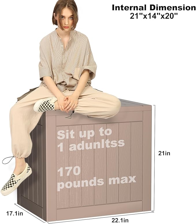 30 Gallon Deck Box Large Outdoor Storage for Patio Furniture,Outdoor Cushions,Garden Tools and Pool Supplies,Waterproof,Resin,Lockable(Grey)-CasaMuseHome