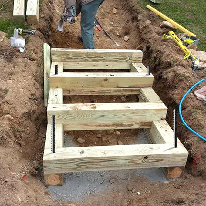 24 Inches Straight Rebar Stakes(20-Pack), 1/2" Diameter Steel Metal Stakes for Garden with Chisel Point End Heavy Duty Ground Anchors for Landscape, Concrete Form, Camping & Trapping Black-CasaMuseHome