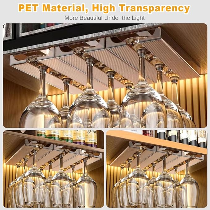 2 Pcs Wine Glass Holder,Stemware Rack Punch-free Hanging Under Cabinet for Bar,Kitchen and Restaurant (Brown)-CasaMuseHome