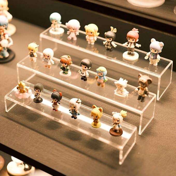 Acrylic Display Risers,12'' Large Display Stands, Thickened to 0.2''(5mm) Stackable Acrylic Shelves for Perfume Display, Clear Risers for Cupcake Stand,Pop Figurines,Tumbler,Food (Clear, 6PCS)-CasaMuseHome