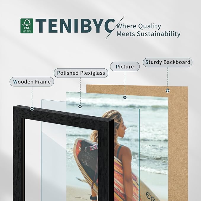 20x28 Picture Frame Set of 3 - Black Woodgrain, Solid Wood Gallery Poster Frame - Wall Hanging-CasaMuseHome