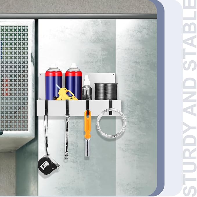 3 Pack Magnet Garage Organizer Magnetic Spice Rack for Refrigerator 20 lb Capacity Shelf Hanging Heavy Duty Magnetic Fridge Side for Organize Garage Tools (White)-CasaMuseHome