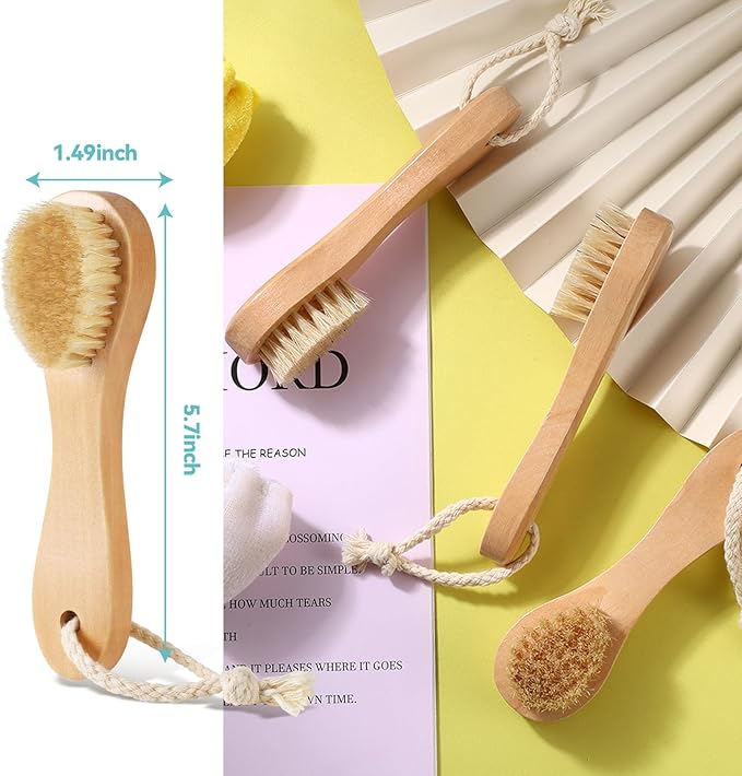 3 Pcs Wood Laundry Stain Brush Stain Remover Brushes with Boar Bristle Small Stain Brush for Clothes for Scrubbing Stains from Furniture Fabric Leather(3 Pcs A)-CasaMuseHome