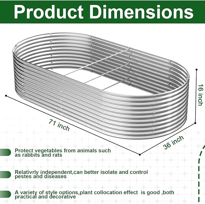 2 Pack 6x3FT Tall Galvanized Raised Garden Bed Outdoor,Metal Garden Bed for Vegetables,Steel Raised Beds for Gardening,Above Ground Garden Box for Flower-TA0-CasaMuseHome