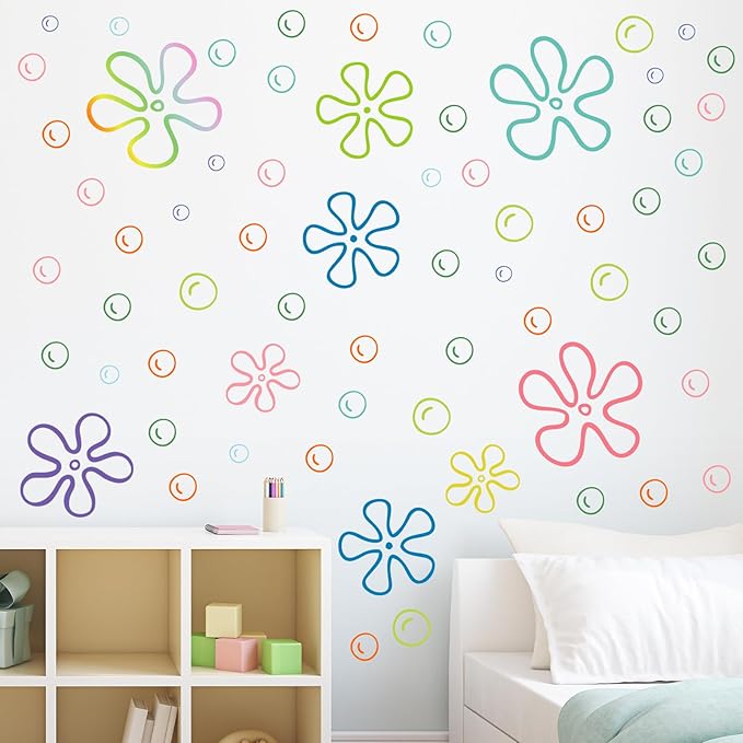 187PCS Flower Bubbles Wall Decals Under The Sea Birthday Party Decorations Ocean Wall Stickers Wall Decor for Bathroom Nursery Bedroom Home Classroom Car-CasaMuseHome