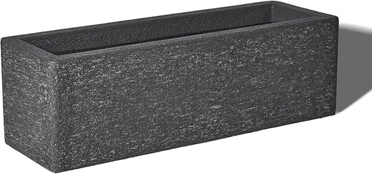 24 Inch Rectangular Concrete Planter,Durable All-Weather Use with Drainage Holes,Large Rectangular Planter for Outdoor Indoor Plants-CasaMuseHome