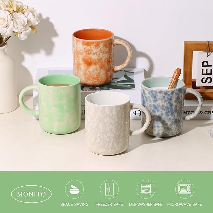 17 OZ Coffee Mugs Set of 4, Ceramic Modern Coffee Mugs Set with handle for Tea/Latte/Milk/Cocoa.-CasaMuseHome