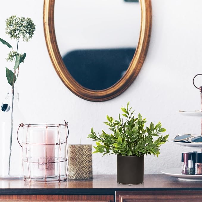 3 Pack Small Fake Plants for Shelf Decor Accents with Ceramic Pot Artificial Potted Plants for Rustic Farmhouse Decor Faux Plants Indoor Fake Potted Plants Artificial for Home Office Bookshelf Decor-CasaMuseHome