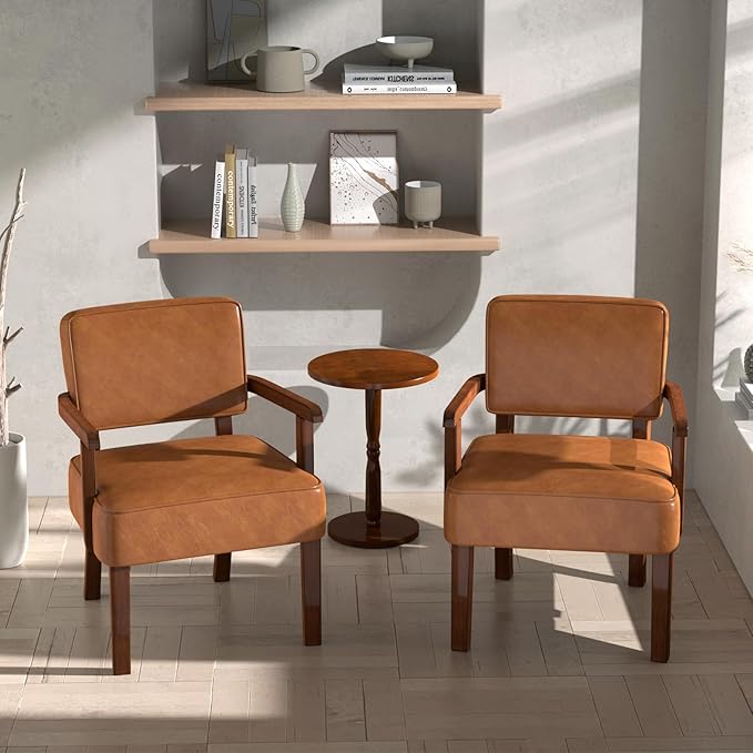 Accent Chair, PU Leather Living Room Chairs Oversize with Soft Seat and Armrests for Living Room Dinning Room Bedroom Reading Room Waiting Room-CasaMuseHome