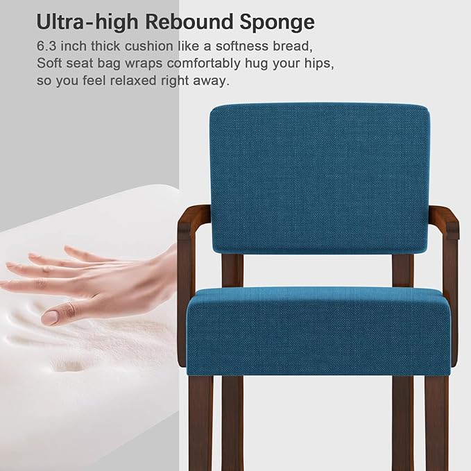 Accent Chair with Wood Frame, Arm Chairs Oversize with Soft Seat and Armrests for Living, Dining, Bed, Reading, and Waiting Rooms-CasaMuseHome