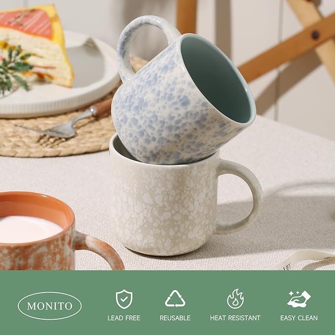 12 OZ Coffee Mugs Set of 4, Modern Ceramic Coffee Mugs Set with handle for Tea/Latte/Cappuccino/Milk/Cocoa.-CasaMuseHome