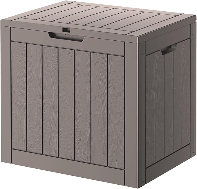 32 Gallon Deck Box Lockable Resin Indoor Outdoor Storage Box waterproof Outdoor Container for Patio Furniture, Pool Accessories, Cushions, Garden Tools, Sports Equipment-CasaMuseHome