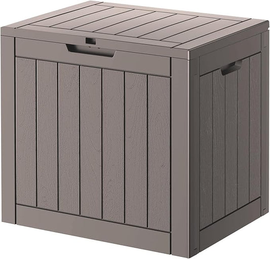 32 Gallon Deck Box Lockable Resin Indoor Outdoor Storage Box waterproof Outdoor Container for Patio Furniture, Pool Accessories, Cushions, Garden Tools, Sports Equipment-CasaMuseHome
