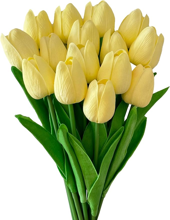 15pcs Artificial Tulips Flowers Real Touch Latex Bouquet Fake Tulips for Office Wedding Party Home Kitchen Garden Decoration-CasaMuseHome