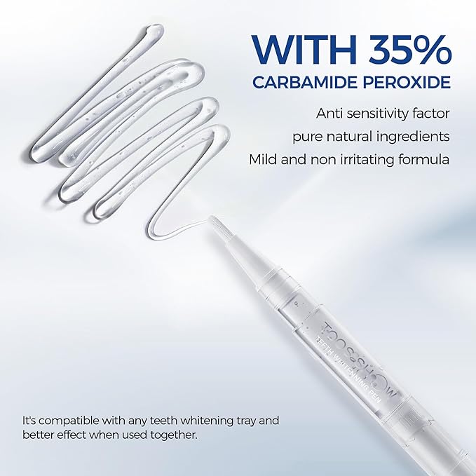 5 x Teeth Whitening Pen Gel (4+1 Desensitizing Gel), No Sensitivity Teeth Whitening Gel Kit, Effective Teeth Whitener, Travel-Friendly Tooth Whitening Pen, Carbamide Peroxide Tooth Bleaching-CasaMuseHome