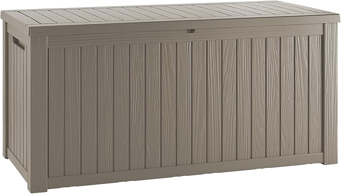 200 Gallon Lockable Resin Deck Box, Waterproof & UV-Resistant Outdoor Storage Box for Outdoor Cushion Storage, Garden Tools & Pool Accessories Storage, Gray-CasaMuseHome