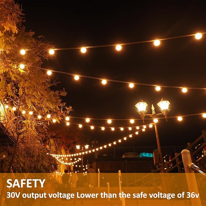 52 Ft LED Outdoor String Lights, Connectable Patio Hanging Light with 15Pcs Waterproof Vintage Edison Bulbs for Backyard Light, Bistro Lights Camping Outdoor Lighting-CasaMuseHome